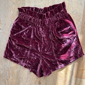 NWOT Free People Rich Burgundy Velvet Shorts